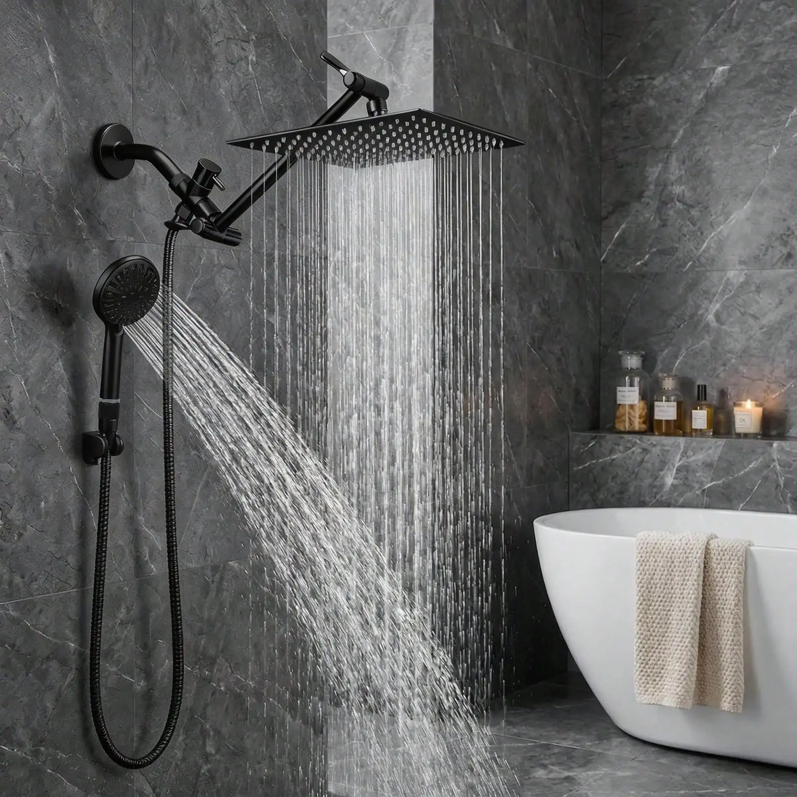 High Pressure Shower Head Handheld - Dual Shower Head With Handheld, 8