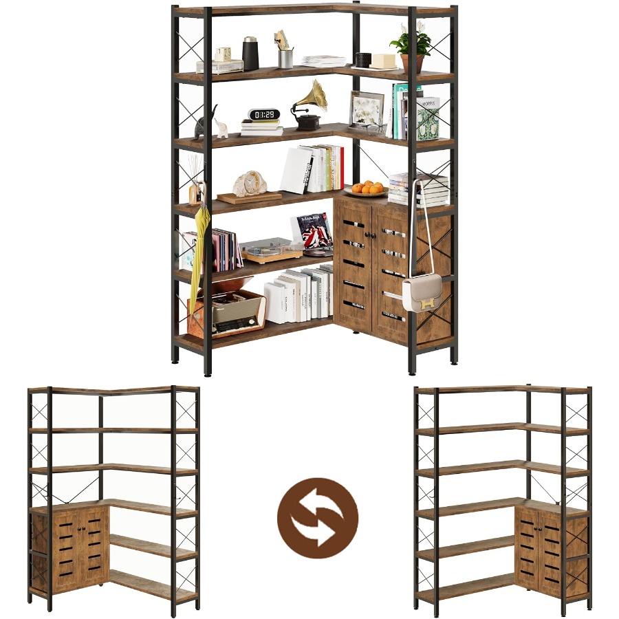 6-Shelf Corner Bookshelf for L - đánh giá và giá Storage & Organization