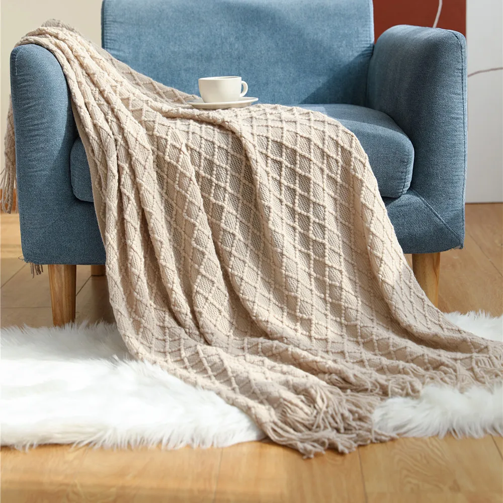 Textile City Diamond Knit Thro - đánh giá và giá Boho Throw Blanket Fringe