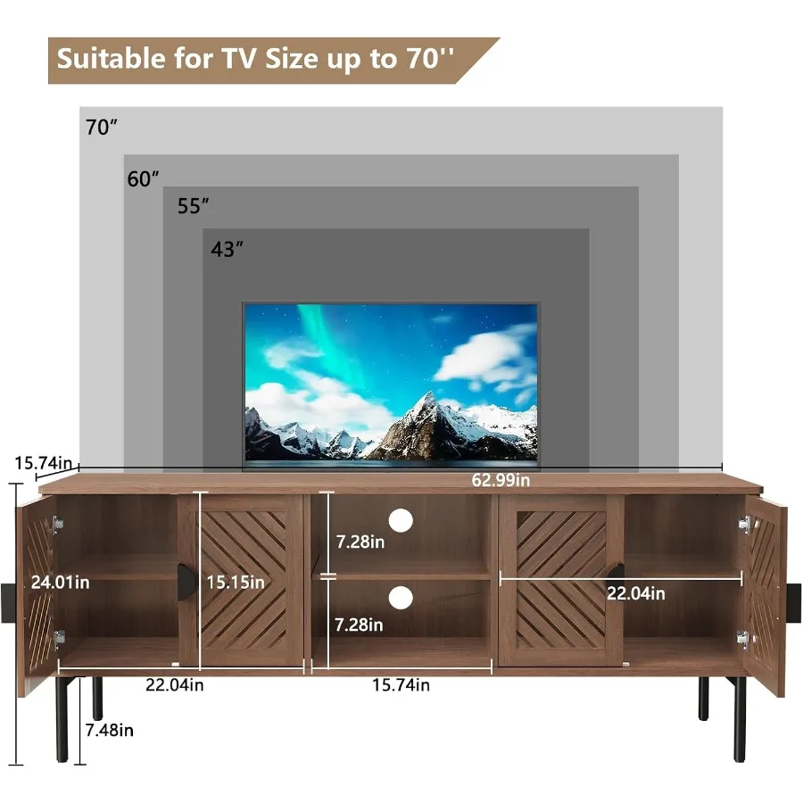 63 TV Stand for Living Room, E - đánh giá và giá Storage & Organization