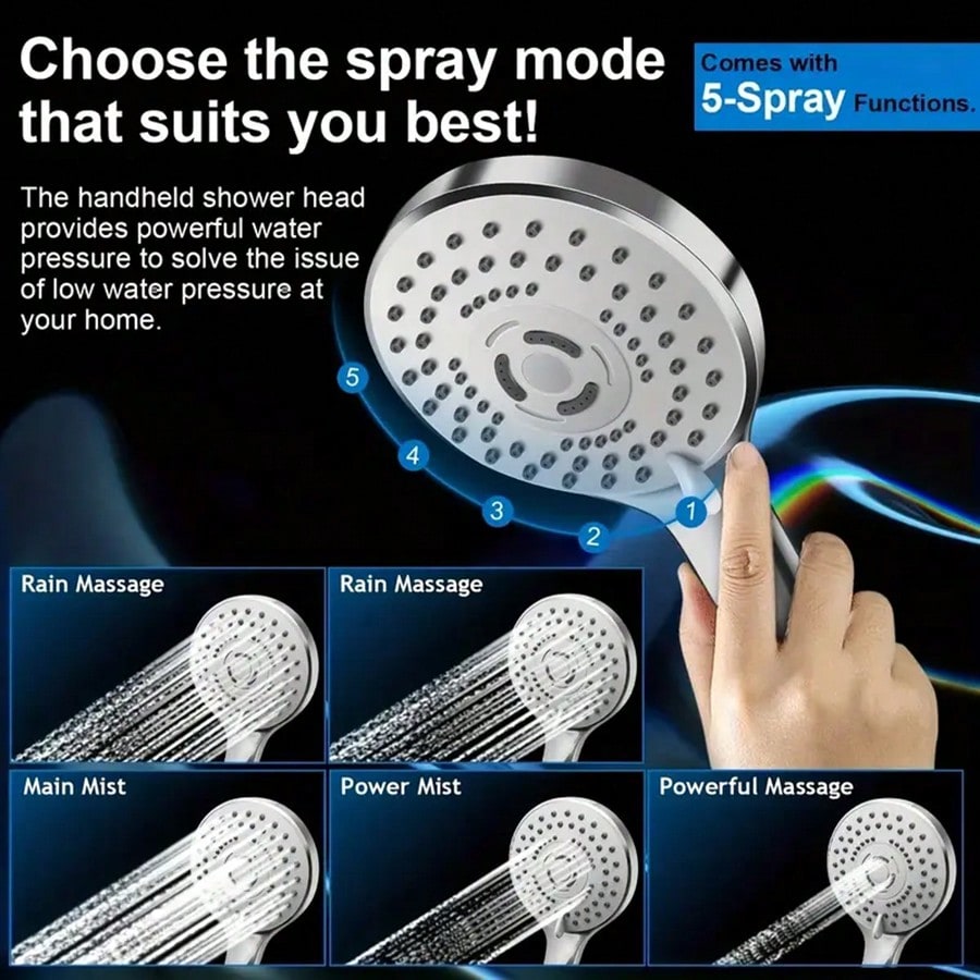 High-Pressure Rainfall Shower  - đánh giá và giá High Pressure Shower Head Handheld
