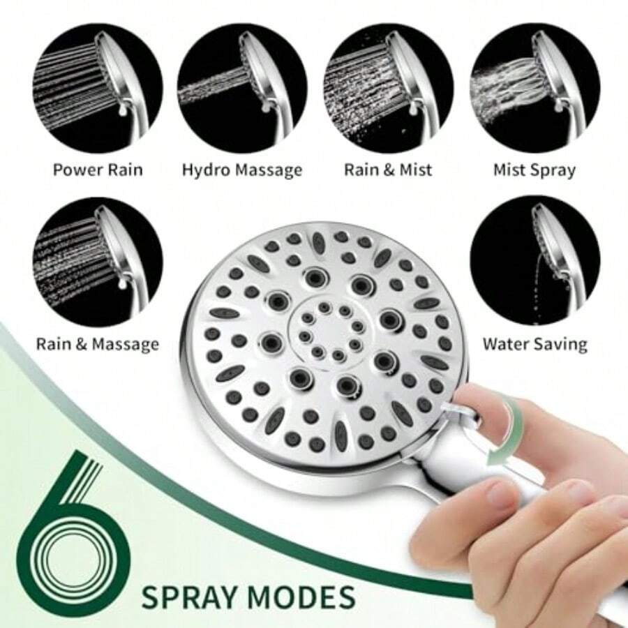 Shower Head 6 Spray Modes Hand - đánh giá và giá High Pressure Shower Head Handheld