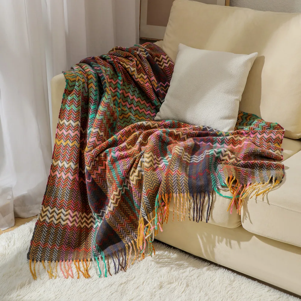 Boho Wave Throw Blanket with T - đánh giá và giá Boho Throw Blanket Fringe